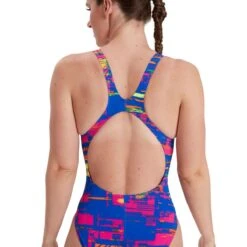 Speedo Allover Recordbreaker Swimsuit - Blue/ Pink/ Salso/ Yellow -Speedo Store tumbnail a2075e6a 89ab 4c6d a1aa d50a02494fce