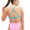 Speedo Solid Tie Back Swimsuit - Candy Vibe/Fluo Arctic