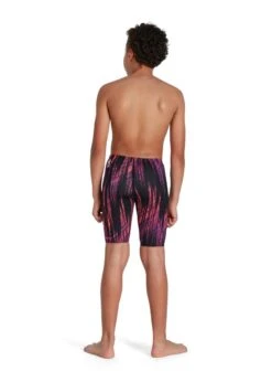 Speedo Boy's Fastskin Junior Endurance+ High Waisted Jammer - Black/ Phoenix Red/ Violet