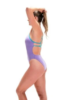 Speedo Solid Lattice Back Swimsuit - Miami Lilac/ Aquarium