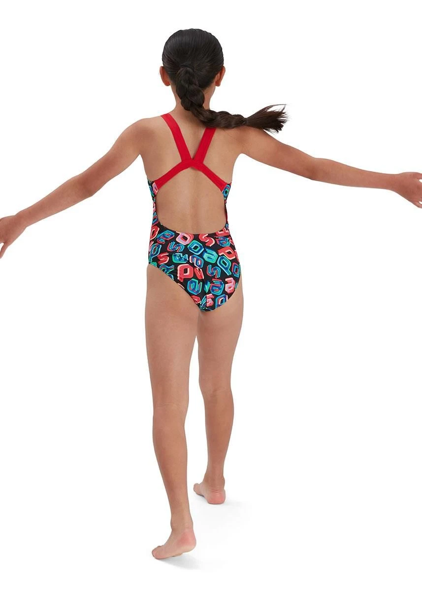 Speedo Girl's Digital Allover Leaderback Swimsuit - Black/ Red/ Pink/ Blue 16 Speedo Girl's Digital Allover Leaderback Swimsuit - Black/ Red/ Pink/ Blue - Image 14