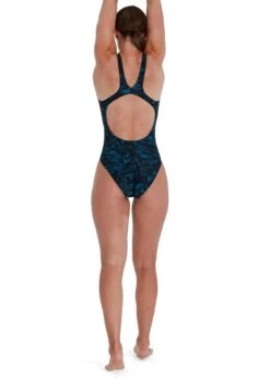 Speedo Allover Recordbreaker Swimsuit - Black/ Nordic Teal
