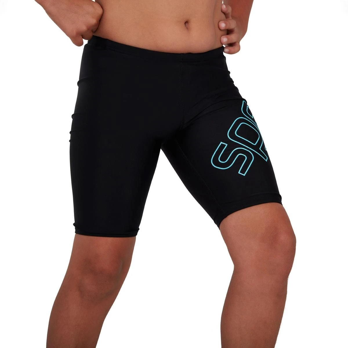 Speedo Boy's Boom Logo Placement Jammer - Black/ Light Adriatic 5 Speedo Boy's Boom Logo Placement Jammer - Black/ Light Adriatic - Image 3