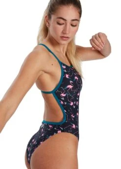 Speedo Flamingo Flare Allover Vback Swimsuit - Navy/ Pink -Speedo Store tumbnail cdf039ed 6182 4649 844f 40f3c043b61b