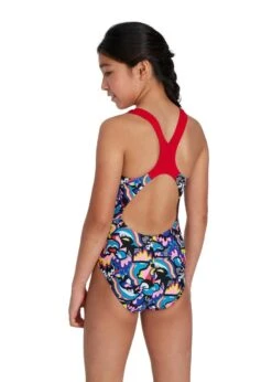 Speedo Girl's Digital Allover Splashback Swimsuit - Pool/ Yellow/ Black/ White/ Pink/ Red