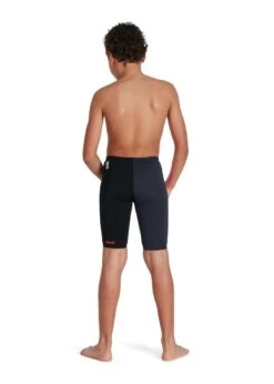 Speedo Boy's Fastskin Junior Endurance+ High Waisted Jammer - Black/ Phoenix Red/ Oxid Grey