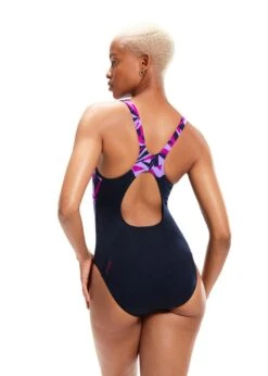 Speedo HyperBoom Splice Muscleback Swimsuit - True Navy/ Berry/ Miami Lilac