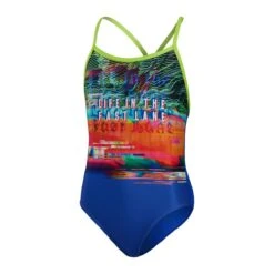 Speedo Girl's Fast Lane Placement Vback Swimsuit - Blue/ Lime/ Salso/ White -Speedo Store tumbnail dae0bab9 06cc 4d23 9ddc c68cb2e4d1c7