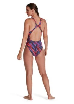 Speedo Allover Recordbreaker Swimsuit - USA Charcoal/ Ultraviolet/ Phoenix Red