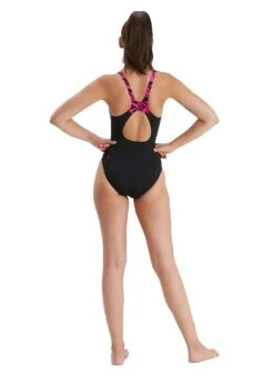 Speedo Hyperboom Splice Muscleback Swimsuit - Black/Pink