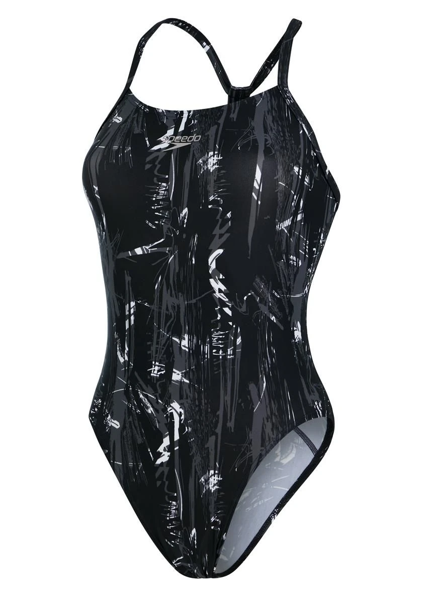 Speedo Allover Rippleback Swimsuit - Black/ USA Charcoal/ White 8 Speedo Allover Rippleback Swimsuit - Black/ USA Charcoal/ White - Image 6