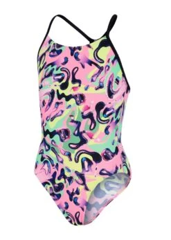 Speedo Girl's Squiggle Splash Lane Line Back Swimsuit - Black/ Pink/ Green/ Yellow/ Red -Speedo Store tumbnail f72168de 8b6d 4ce6 b860 0f54f505149a