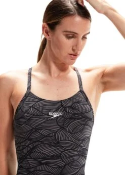 Speedo Allover Fixed Crossback Swimsuit - Black/ USA Charcoal -Speedo Store tumbnail f8a52953 5686 4c81 81cc d8ee87c351c7