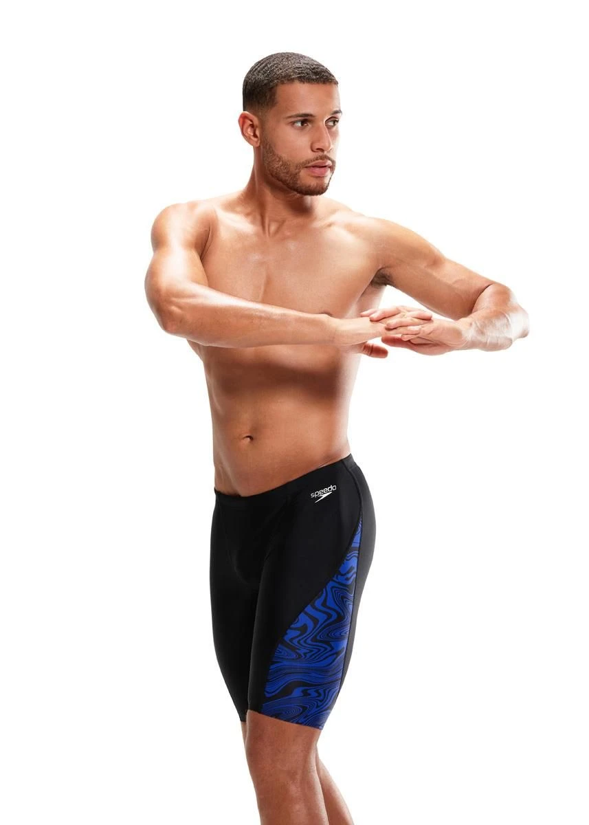 Speedo Allover V-Cut Jammer - Black/ Chroma Blue 4 Speedo Allover V-Cut Jammer - Black/ Chroma Blue - Image 2