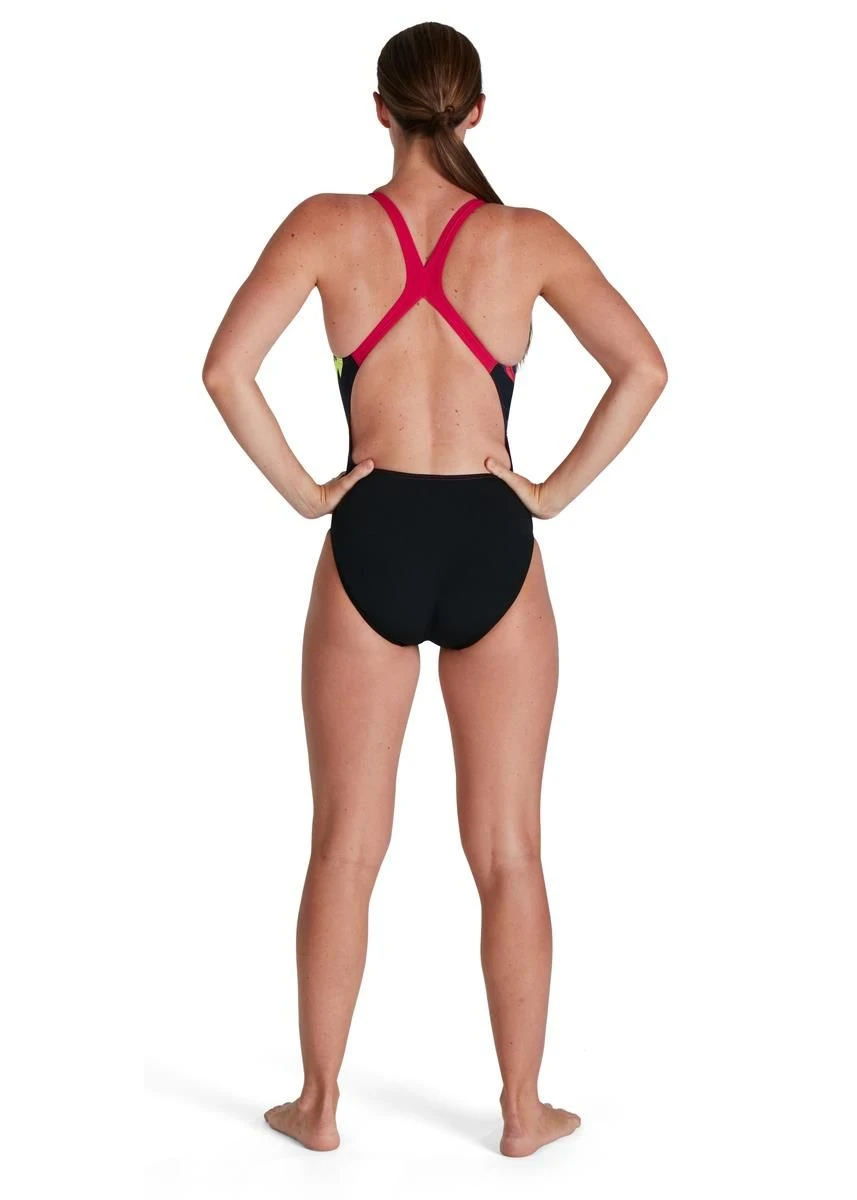 Speedo Placement Digital Powerback Swimsuit - Black/ Magenta/ Blue/ Yellow 4 Speedo Placement Digital Powerback Swimsuit - Black/ Magenta/ Blue/ Yellow - Image 2